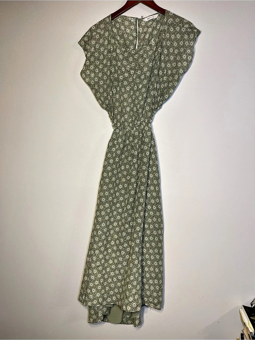 Silk Rebecca Taylor Floral Maxi Dress in Green & White Size Small